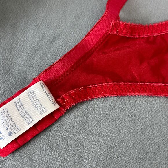 Vintage Vassarette Bra Size 34C Second Skin Satin Red Lace Underwire 75-014 - Picture 8 of 10